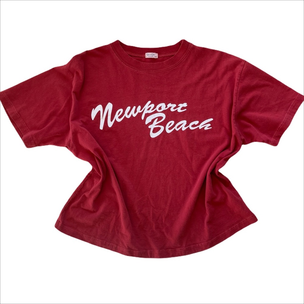 Rustic Red Brandy Melville John Galt Newport Beach Cotton Cropped Tee - Picture 1 of 6